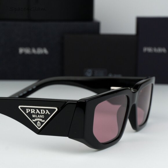 BRAND NEW Prada PR09ZS 16K30L Black Pink Unisex Rectangle Sunglasses
